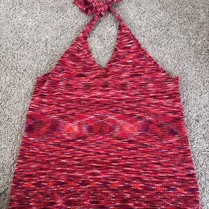 LOFT Red and Pink Knit Top